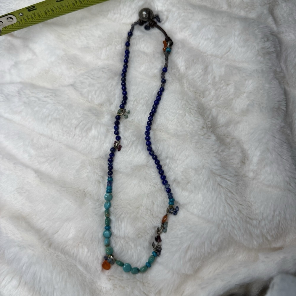 Naj 925 Beaded Necklace Turquoise Royal Blue And Gemstones Beads